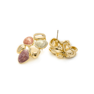 Pendientes de Resina Naranja acabados en oro amarillo 18K - Niro-naranja