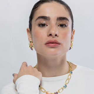 Pendientes de Resina Naranja acabados en oro amarillo 18K - Niro-naranja