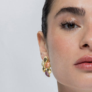 Pendientes de Resina Naranja acabados en oro amarillo 18K - Niro-naranja