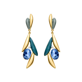 Pendientes de Circonita Topacio Azul acabados en oro amarillo 18K - Amarke-azul