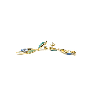 Pendientes de Circonita Topacio Azul acabados en oro amarillo 18K - Amarke-azul