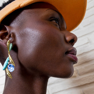 Pendientes de Circonita Topacio Azul acabados en oro amarillo 18K - Amarke-azul
