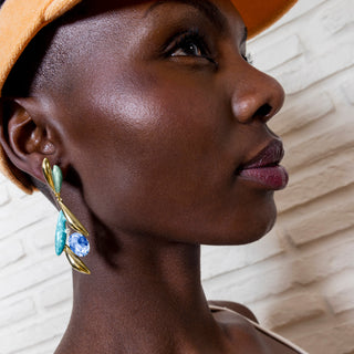 Pendientes de Circonita Topacio Azul acabados en oro amarillo 18K - Amarke-azul