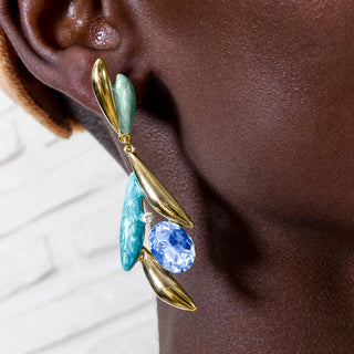 Pendientes de Circonita Topacio Azul acabados en oro amarillo 18K - Amarke-azul