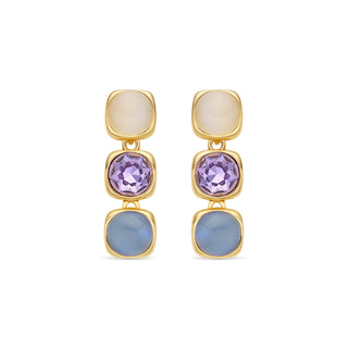 Pendientes de Ojo de Gato Azul acabado en oro amarillo de 18k - Shureo-Dorado