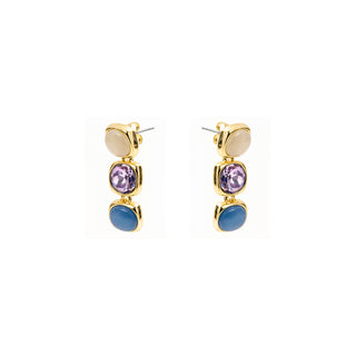 Pendientes de Ojo de Gato Azul acabado en oro amarillo de 18k - Shureo-Dorado