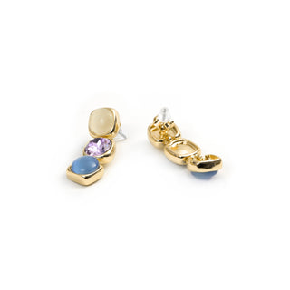 Pendientes de Ojo de Gato Azul acabado en oro amarillo de 18k - Shureo-Dorado