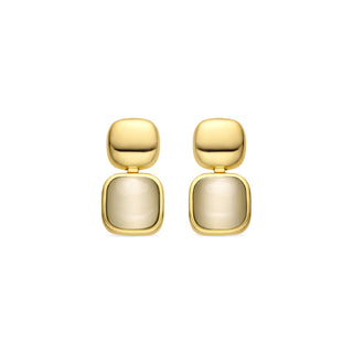 Pendientes con Ojo de Gato acabado oro 18k - Laroi-blanco