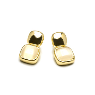 Pendientes con Ojo de Gato acabado oro 18k - Laroi-blanco