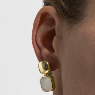 Pendientes con Ojo de Gato acabado oro 18k - Laroi-blanco