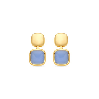 Pendientes de Ojo de Gato Azul acabado en oro amarillo de 18k - Laroi-Plateado