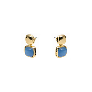 Pendientes de Ojo de Gato Azul acabado en oro amarillo de 18k - Laroi-Plateado