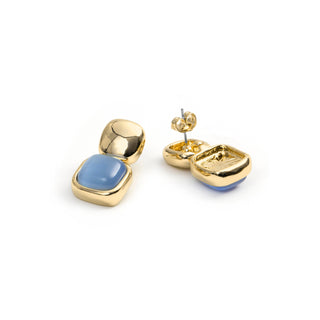 Pendientes de Ojo de Gato Azul acabado en oro amarillo de 18k - Laroi-Plateado