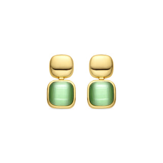 Pendientes con Ojo de Gato Verde acabado oro 18k - Laroi-verde