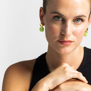Pendientes con Ojo de Gato Verde acabado oro 18k - Laroi-verde