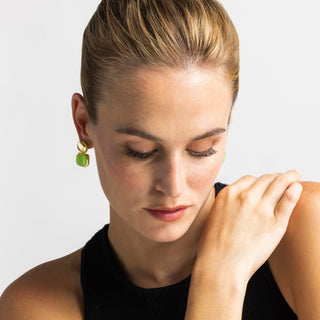 Pendientes con Ojo de Gato Verde acabado oro 18k - Laroi-verde
