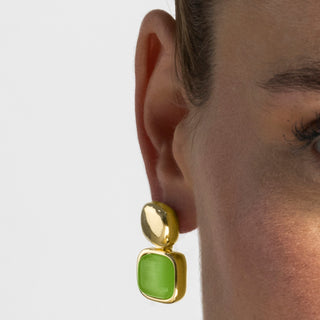 Pendientes con Ojo de Gato Verde acabado oro 18k - Laroi-verde