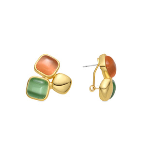 Pendientes con Ojo de Gato Multicolor acabado oro 18k - Nuroa-multicolor