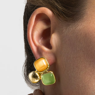 Pendientes con Ojo de Gato Multicolor acabado oro 18k - Nuroa-multicolor