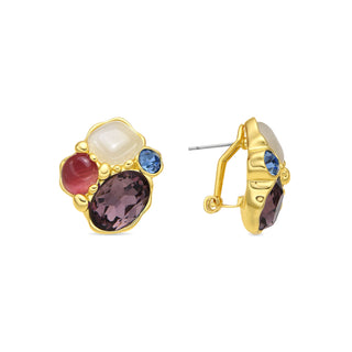 Pendientes acabado oro amarillo de 18k y Cristal Morado - Nedla-morado