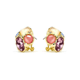 Pendientes acabado oro amarillo de 18k y Cristal Morado - Nedla-morado