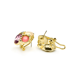 Pendientes acabado oro amarillo de 18k y Cristal Morado - Nedla-morado