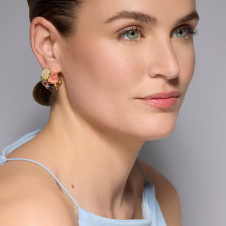Pendientes acabado oro amarillo de 18k y Cristal Morado - Nedla-morado