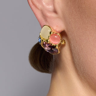 Pendientes acabado oro amarillo de 18k y Cristal Morado - Nedla-morado