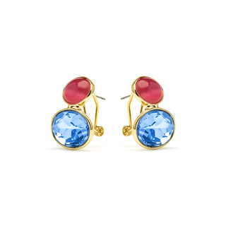 Pendientes acabado oro amarillo de 18k y Cristal Azul - Sigro-azul
