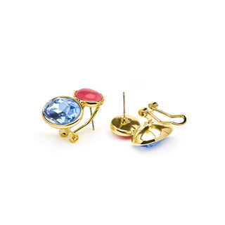 Pendientes acabado oro amarillo de 18k y Cristal Azul - Sigro-azul