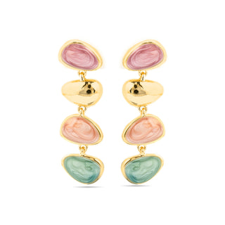 Pendientes acabado oro amarillo de 18k y Lacado Multicolor - Bolhy-multicolor