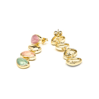 Pendientes acabado oro amarillo de 18k y Lacado Multicolor - Bolhy-multicolor