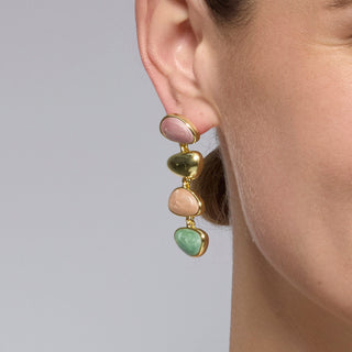 Pendientes acabado oro amarillo de 18k y Lacado Multicolor - Bolhy-multicolor