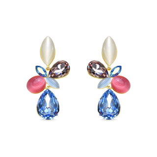 Pendientes acabado oro amarillo de 18k y Cristal Multicolor - Kaya-multicolor
