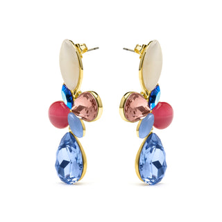 Pendientes acabado oro amarillo de 18k y Cristal Multicolor - Kaya-multicolor