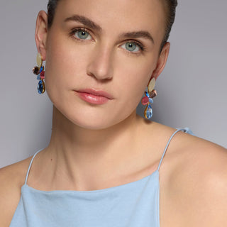 Pendientes acabado oro amarillo de 18k y Cristal Multicolor - Kaya-multicolor