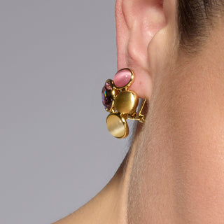 Pendientes acabado oro amarillo de 18k y Cristal Multicolor - Sionu-multicolor