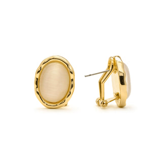 Pendientes de Ojo de Gato acabado en oro amarillo 18k - Kadrea-blanco