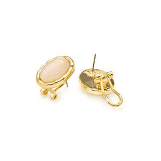 Pendientes de Ojo de Gato acabado en oro amarillo 18k - Kadrea-blanco