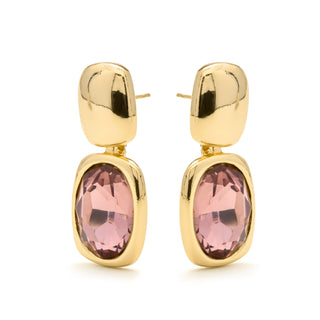 Pendientes de Circonita Marrón acabado en oro amarillo 18k - Ashan-marron