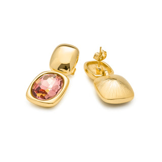 Pendientes de Circonita Marrón acabado en oro amarillo 18k - Ashan-marron