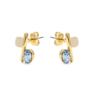 Pendientes de Ojo de Gato acabado en oro amarillo 18k - Hared-blanco