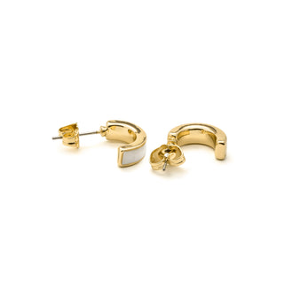 Pendientes de Madreperla Blanca acabado en oro amarillo 18k - Simo-blanco