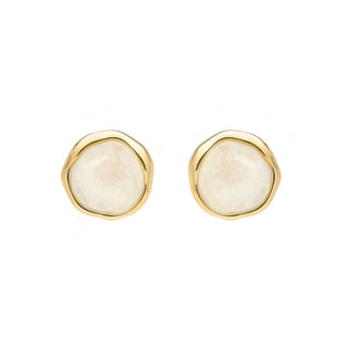 Pendientes de Madreperla Blanca acabado en oro amarillo 18k - Angas-blanco