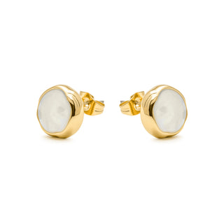 Pendientes de Madreperla Blanca acabado en oro amarillo 18k - Angas-blanco