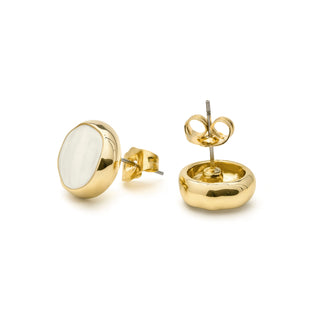Pendientes de Madreperla Blanca acabado en oro amarillo 18k - Angas-blanco