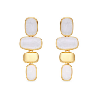 Pendientes de Madreperla Blanca acabado en oro amarillo de 18k - Natha-Dorado
