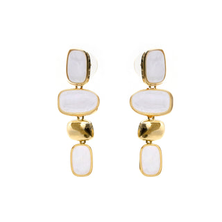 Pendientes de Madreperla Blanca acabado en oro amarillo de 18k - Natha-Dorado
