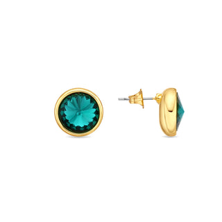 Pendientes de Cristal Verde acabado en oro amarillo de 18k - Ness-Plateado
