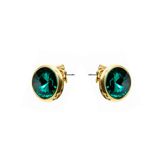Pendientes de Cristal Verde acabado en oro amarillo de 18k - Ness-Plateado